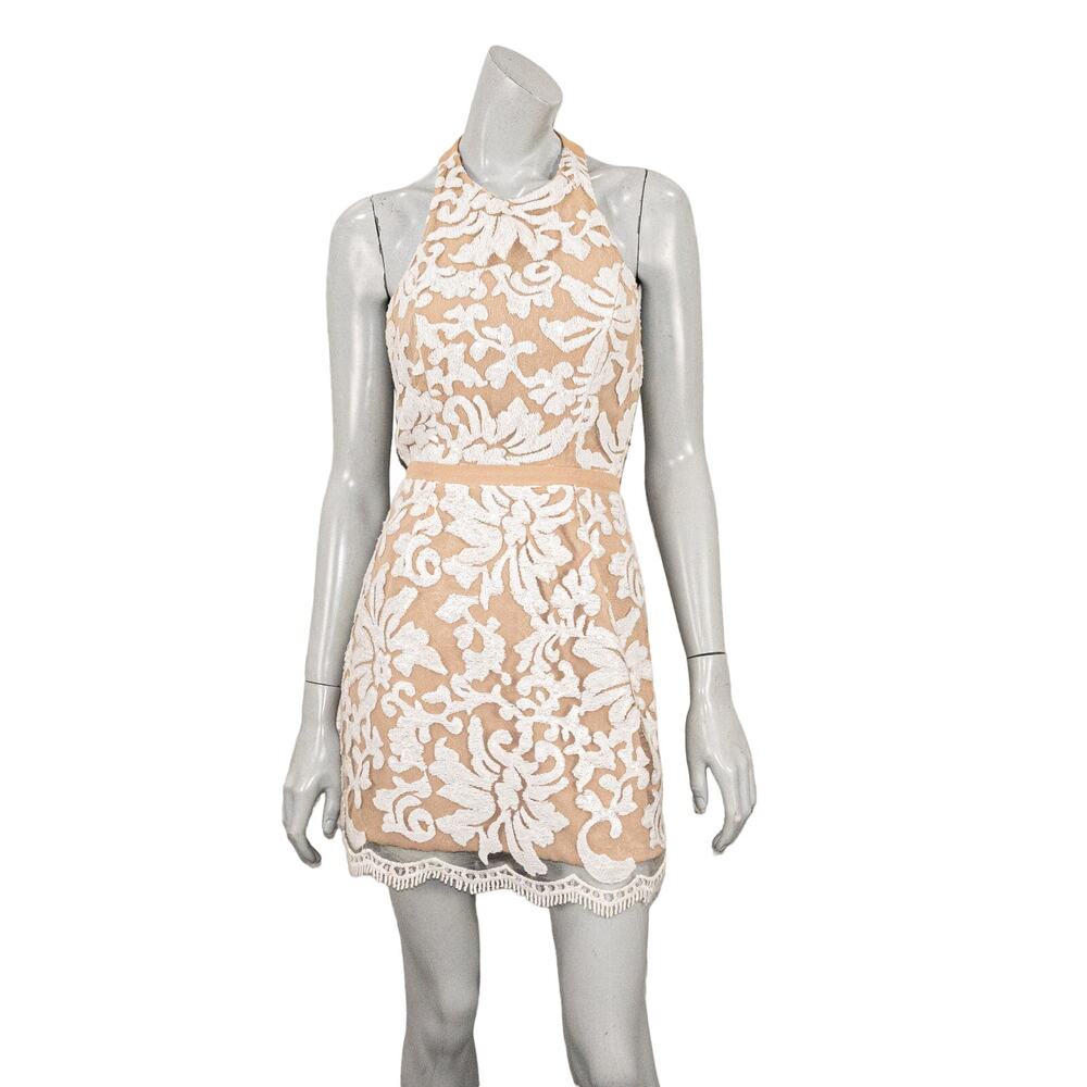 Dress The Population Women's Sequin Floral Mesh Halter Dress sz Small - Picture 2 of 15